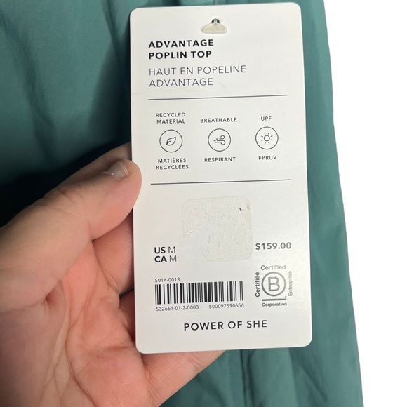 Athleta Advantage Poplin Top Vented Teal 1/4 Zip Size Medium - Picture 9 of 10